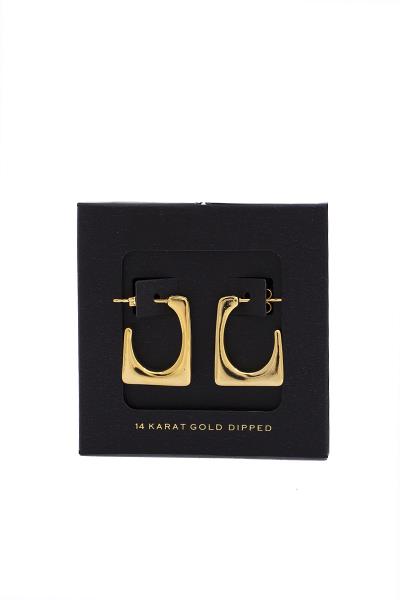 RHINESTONE EDGE SQUARE 14 KARAT GOLD DIPPED EARRING