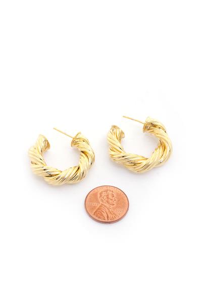 CHUNKY TWISTED OPEN CIRCLE 14K GOLD DIPPED EARRING