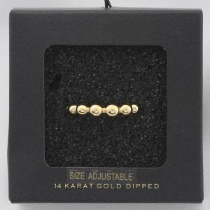 BALL BEAD ADJUSTABLE 14K GOLD DIPPED RING