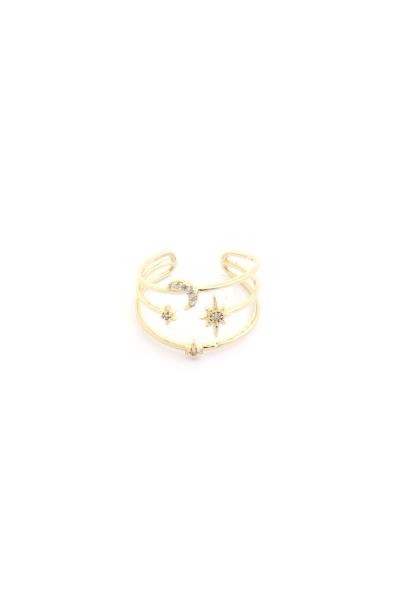 SECRET BOX STAR MOON CUFF RING