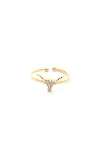 14KT GOLD DIPPED HORN CZ RING