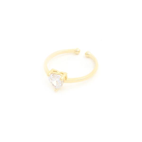 HEART CZ 14K GOLD DIPPED ADJUSTABLE RING