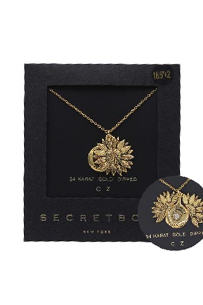 SECRET BOX 14 KARAT GOLD DIPPED CZ FLOWER DAINTY NECKLACE