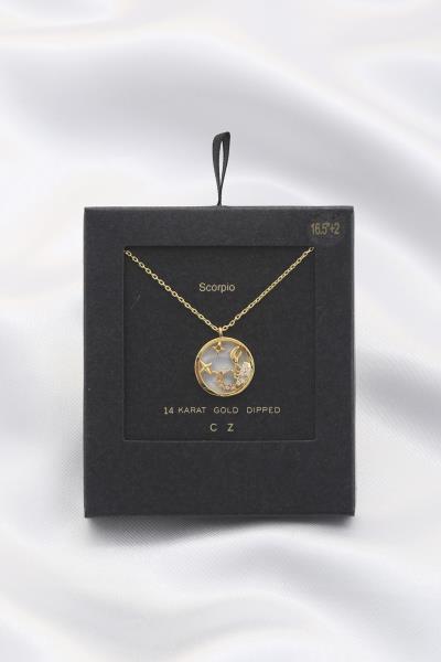ROUND HOROSCOPE ZODIAC SIGN PENDANT 14 KARAT GOLD DIPPED NECKLACE