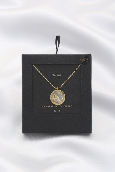 ROUND HOROSCOPE ZODIAC SIGN PENDANT 14 KARAT GOLD DIPPED NECKLACE