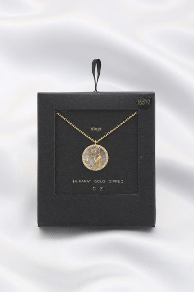 ROUND HOROSCOPE ZODIAC SIGN PENDANT 14 KARAT GOLD DIPPED NECKLACE