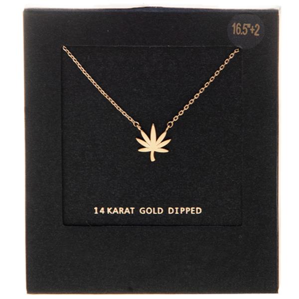 14K GOLD DIPPED MARIJUANA LEAF CHAIN NECKLACE