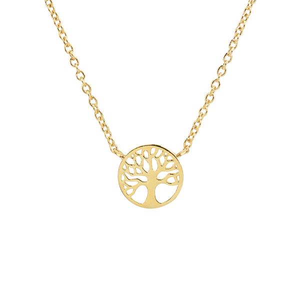 FAMILY TREE DISC 14 KARAT GOLD DIPPED NECKLACE