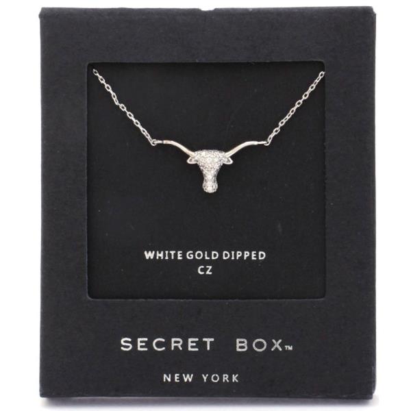 SECRET BOX CUBIC ZIRCONIA CATTLE HEAD CHARM NECKLACE