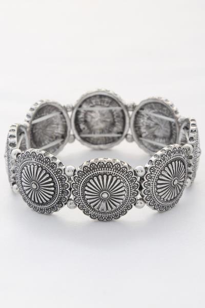 RODEO WESTERN FLOWER PATTERN METAL BRACELET
