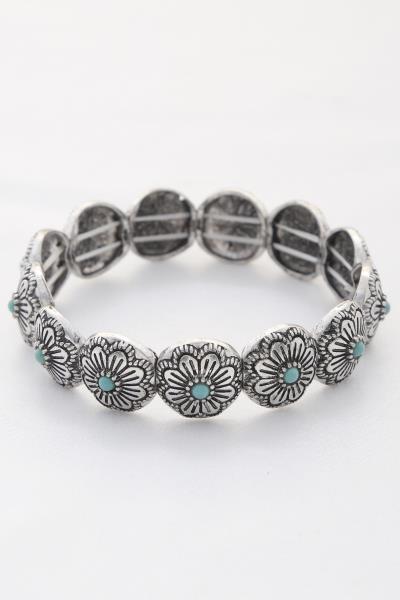 RODEO WESTERN FLOWER PATTERN METAL BRACELET