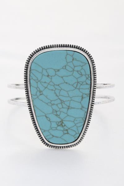 RODEO WESTERN TURQUOISE METAL CUFF BRACELET
