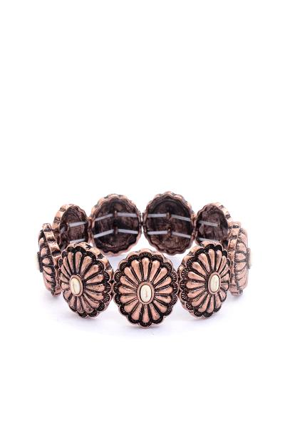 WESTERN RUSTIC CONCHO FLOWER SHAPE BRACELET
