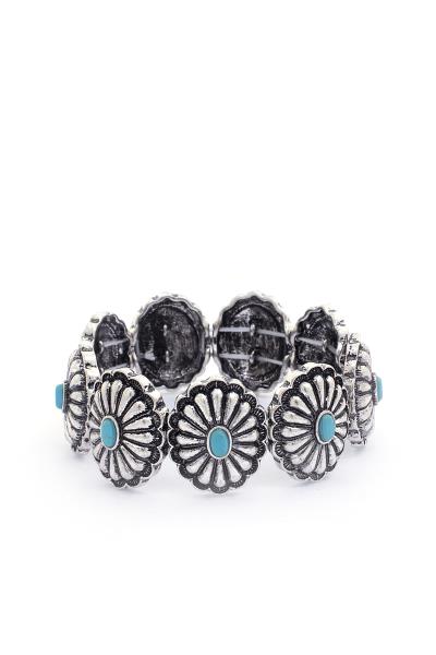WESTERN RUSTIC CONCHO FLOWER SHAPE BRACELET