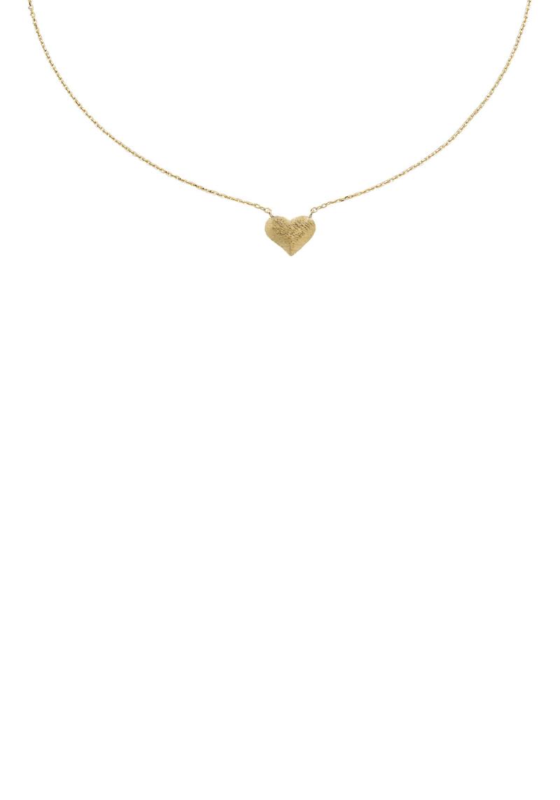 SECRET BOX BRUSHED HEART CHARM 14 KARAT GOLD DIPPED NECKLACE