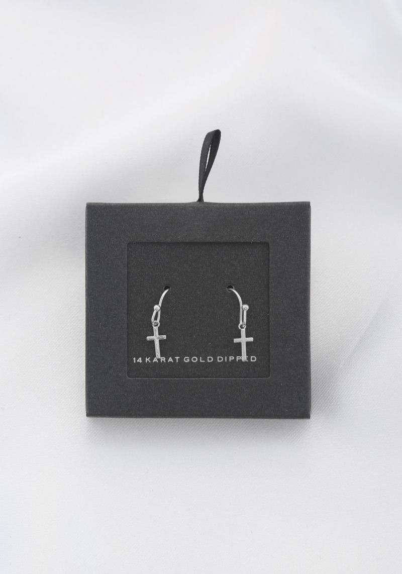 DAINTY CROSS 14K GOLD DIPPED EARRING