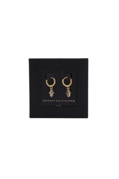 HAMSA HAND HUGGIE GOLD DIPPED EARRING