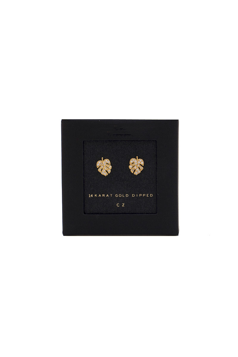 DAINTY MONSTERA LEAF GOLD DIPPED EARRING