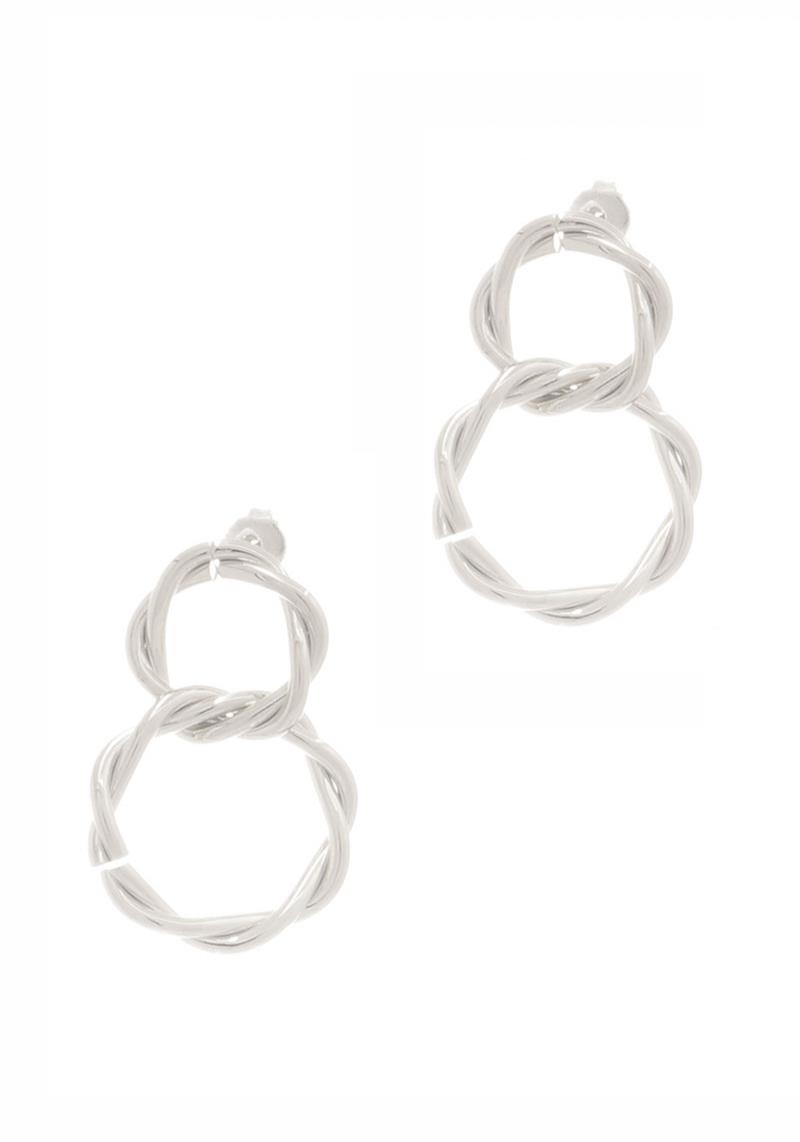 SECRET BOX DOUBLE TWIST METAL DANGLE STUD EARRING