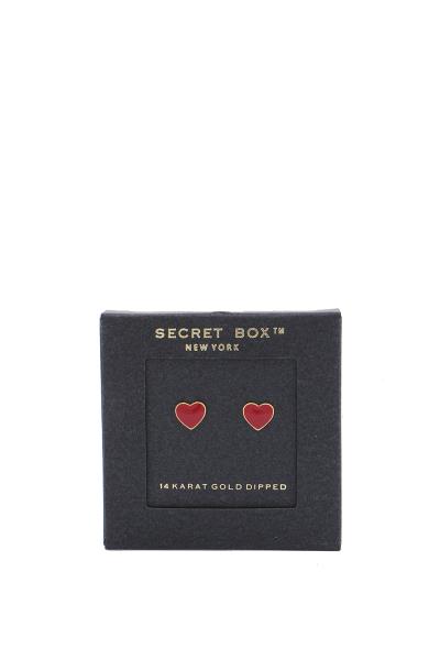 SECRET BOX COLOR HEART STUD EARRING