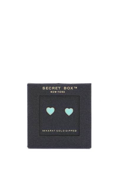 SECRET BOX COLOR HEART STUD EARRING