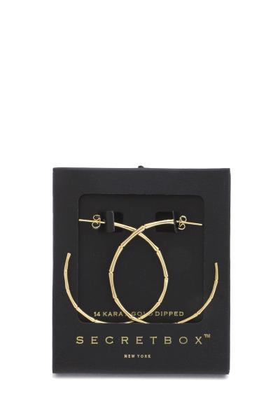 SECRET BOX BAMBOO SHAPE OPEN CIRCLE HOOP EARRING