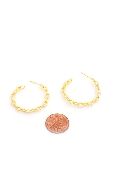 OVAL LINK GOLD DIPPED HOOP EARRING