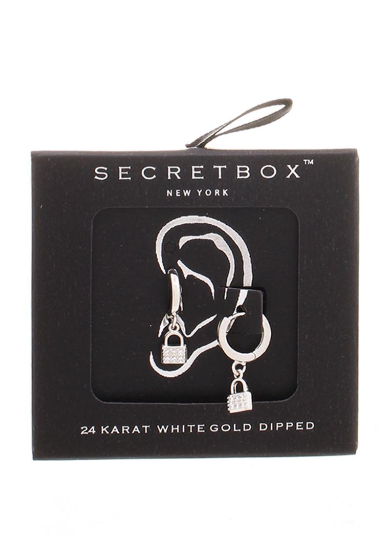 SECRET BOX 10MM LOCK CUBIC HUGGIE HOOP EARRING