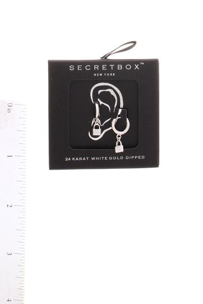 SECRET BOX 10MM LOCK CUBIC HUGGIE HOOP EARRING