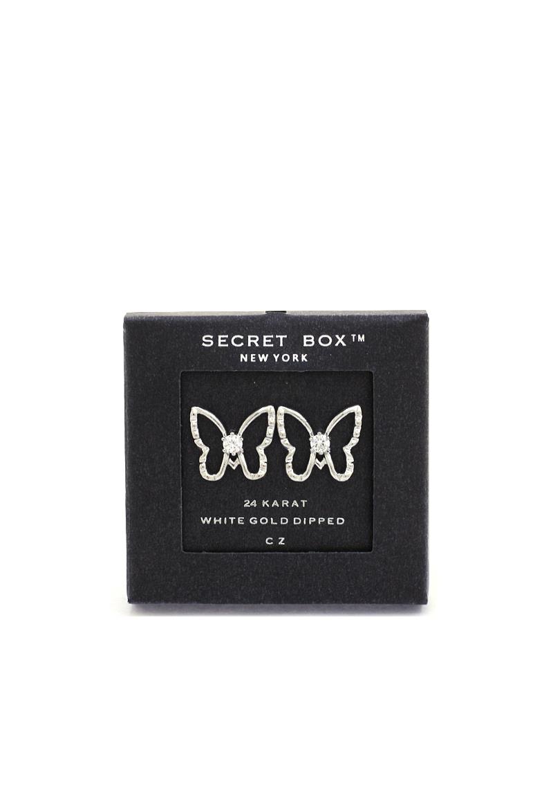 SECRET BOX CUBIC BUTTERFLY STUD EARRING