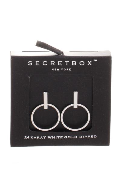 SECRET BOX METAL BAR RING STUD EARRING