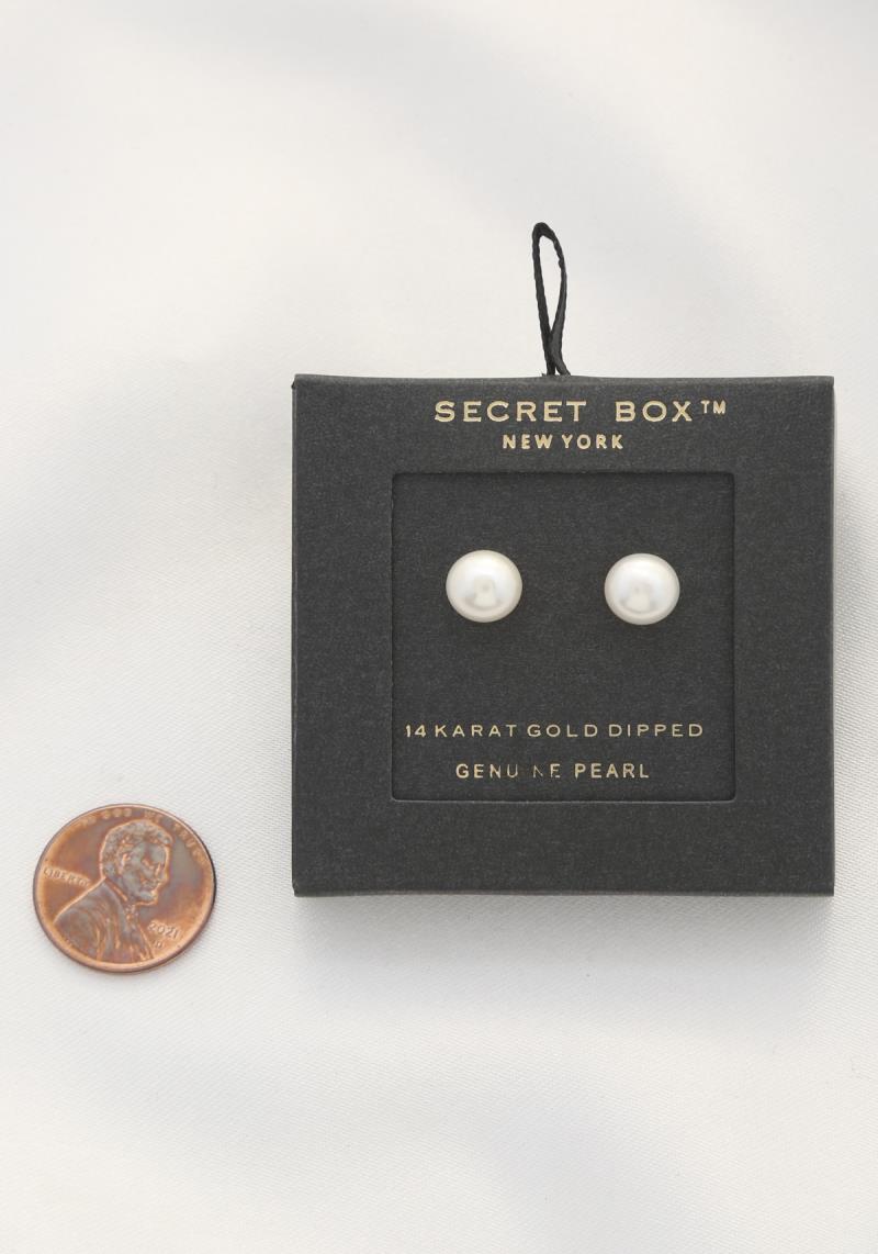 SECRET BOX PEARL BEAD 14 KARAT GOLD DIPPED EARRING
