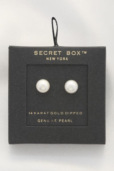 SECRET BOX PEARL BEAD 14 KARAT GOLD DIPPED EARRING