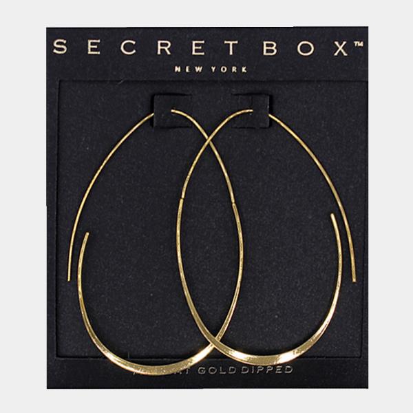 TEARDROP SHAPE FLAT METAL 14K GOLD DIPPED EARRING