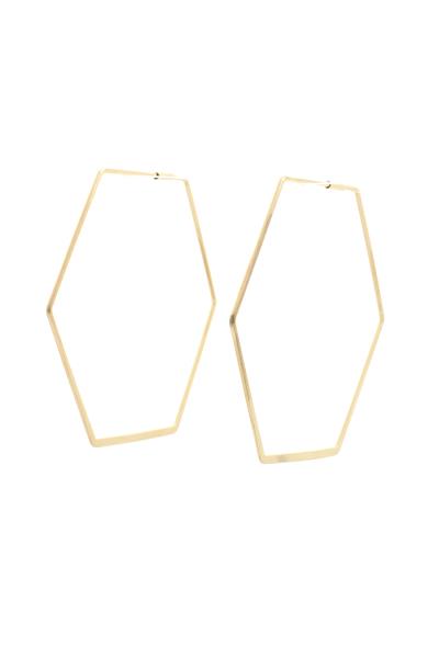 14K GOLD DIPPED HEXAGON SHAPE HOOP EARRING