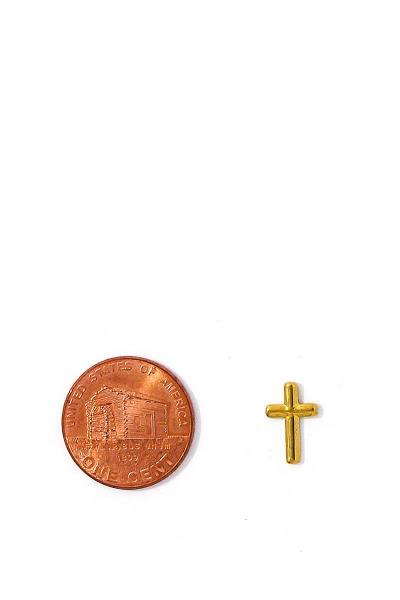 SECRET BOX 14K GOLD DIPPED TINY CUTE CROSS EARRING