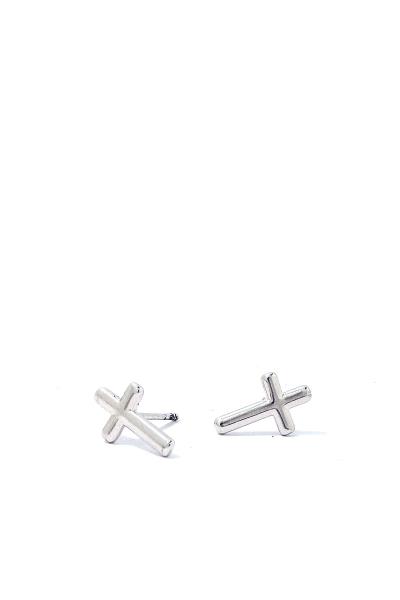SECRET BOX 14K GOLD DIPPED TINY CUTE CROSS EARRING