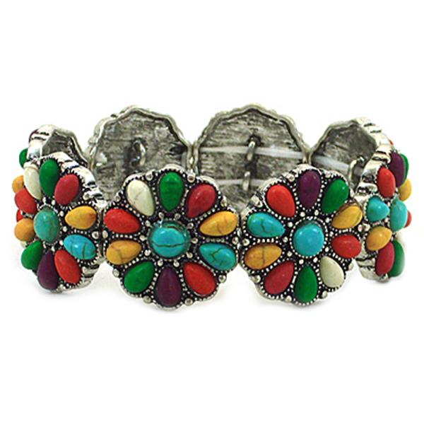 WESTERN STYLE FLOWER STONE STRETCH BRACELET