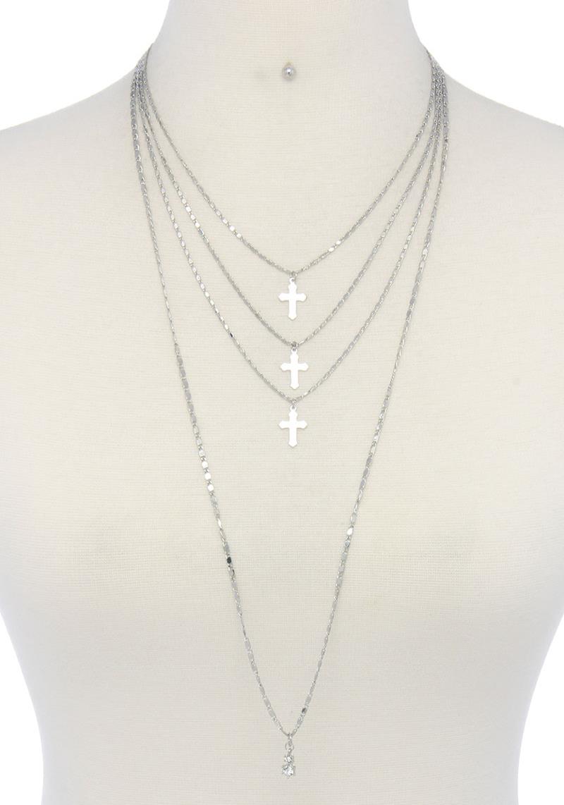 CROSS CHARM MULTI LAYERED NECKLACE
