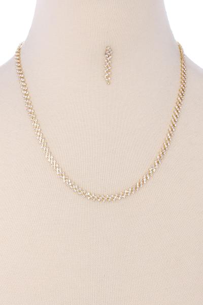 CRYSTAL RHINESTONE NECKLACE EARRING SET