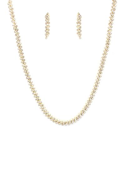 CRYSTAL RHINESTONE NECKLACE EARRING SET