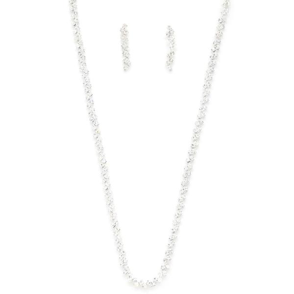 BASIC CRYSTAL RHINESTONE NECKLACE EARRING SET