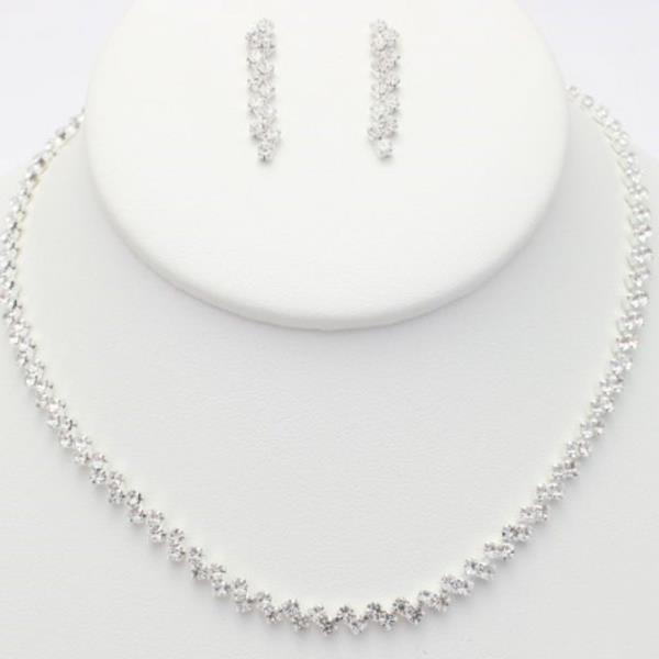 BASIC CRYSTAL RHINESTONE NECKLACE EARRING SET