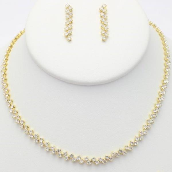 BASIC CRYSTAL RHINESTONE NECKLACE EARRING SET
