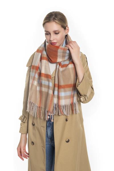 FASHION PLAID TASSEL BLANKET SCARF