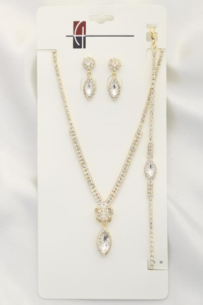 RHINESTONE BRACELET NECKLACE SET