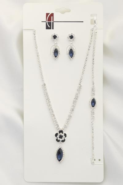 RHINESTONE BRACELET NECKLACE SET