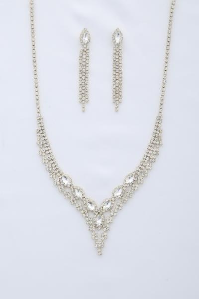 MARQUISE V SHAPE RHINESTONE NECKLACE