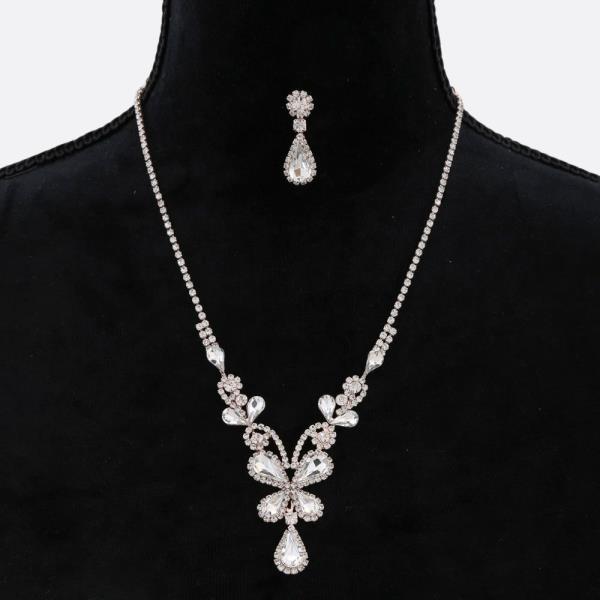 BUTTERFLY SHAPE RHINESTONE NECKLACE