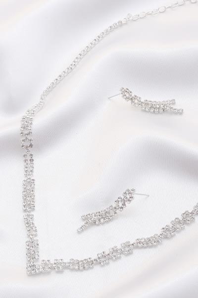 V SHAPE RHINESTONE NECKLACE